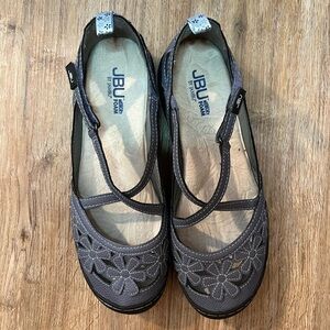 Blue Grey Floral Jambu Mary Jane Sandals